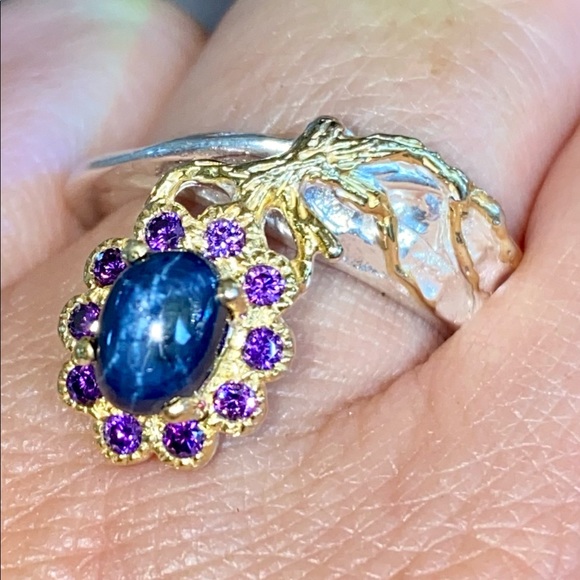 Classy Genuine Blue Star Sapphire Ring - Picture 4 of 11